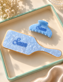 Personalized Hair Brush and Clip Set