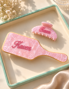 Personalized Hair Brush and Clip Set