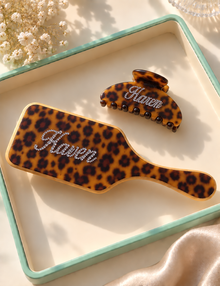 Personalized Hair Brush and Clip Set